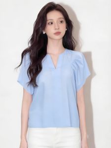 SHUAIYUE | Áo Blouse Nữ Elegante Cổ V Tay Bồng