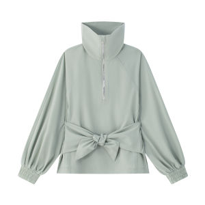 JOLLY BEAN | Spring Autumn Cute Short Bow Half Zip Jacket