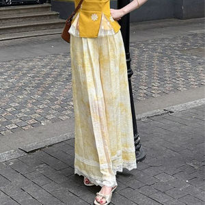 Shalldoer | Lace Patchwork Ombre Wide Leg Trousers