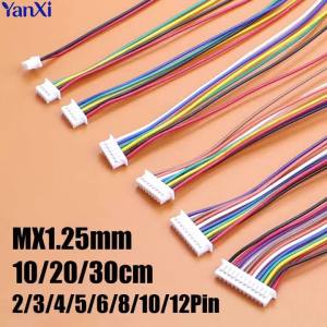 10pcs MX1.25 Terminal Wire Connector 2/3/4/5/6/8/10/12 Pin 1.25MM Pitch Plug 28AWG Electronic Connection Cable 10CM/20cm/30CM