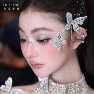 Elegant Butterfly Sparkling Diamond Bridal Headwear Forest System Wedding Dress Side Clip Age Reducing Beautiful Accessory