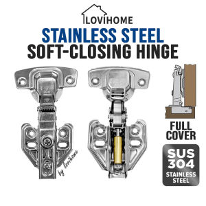 304 Stainless Steel Soft Close Hinge with Screw Cabinet Wardrobe Kitchen Cupboard Anti Rust Hinges Free Screws