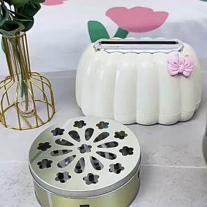 Metal Mosquito Coil Holder With Cover Portable Anti‑Scald Incense Burner Tray with Handle for Home Indoor Outdoor Use