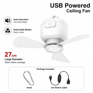 Quạt Trần Điều Khiển Từ Xa Cỡ Lớn USB Không Dây 8000mAh Di Động Có Đèn Ngủ LED Để Cắm Trại Quạt Làm Mát