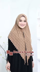 Kerudung Segi Tiga  Instan Laser Cutting Gesper Karami Bahan Jersey Knit By Daura Gama