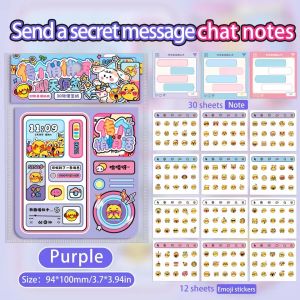 Fun and Creative Whispering Chat Notepad Removable Adhesive Message Sticky Notes Comes with Die-Cut Emoji Stickers for Journal