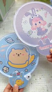 พัดลมพับได้ Creative ฤดูร้อนขนาดเล็กสดน่ารักการ์ตูนพัดลมแบบพกพาพัดลมมือถือพัดลมพกพาทรงกลม