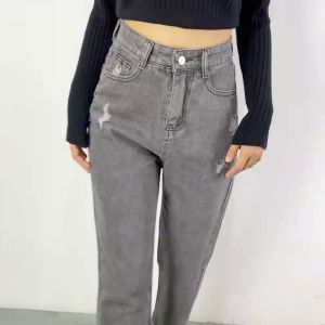 Celana Jeans Wanita Ripped Jeans Highwaist / Celana Jeans Sobek Boyfriend Celana Panjang Wanita Kekinian SM P580