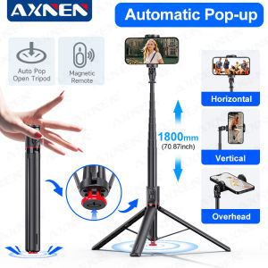 AXNEN 70.87-Inch Selfie Stick Tripod Touchdown Auto Pop-Up Holder Bluetooth Magnetic Remote Control for Huawei Xiaomi iPhone
