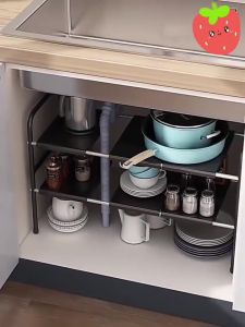Bồn rửa dưới nhà bếp kệ đựng đồ đạc giá thu thập sàn nhà có thể mở rộng tủ tủ khung nồi sắt giá đỡ đa chức năng kệ nhựa đường