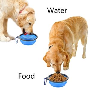 HATELI Collapsible Dog Travel Bowl Folding Lightweight Food Water Bowl Portable Hangable Dog Feeder for Outdoor Camping Travel Dog Supplies 350ml/1000ml