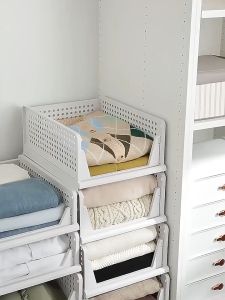 ชั้นพลาสติกเก็บเสื้อผ้า ชั้นเก็บผ้า ชั้นแบ่งผ้า ชั้นแบ่งตู้เสื้อผ้า ชั้นวางเก็บของ อเนกประสงค์ กล่องจัดระเบียบ พับเก็บได้ ลิ้นชัก