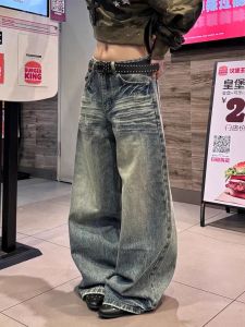 กางเกงยีนส์ทรงตรงสไตล์ย้อนยุคสไตล์อเมริกันสำหรับผู้ชาย กางเกงยีนส์ทรงตรงลำลอง ทรงหลวม ทรงตรง ทรงหลวม กางเกงยีนส์ทรงตรง