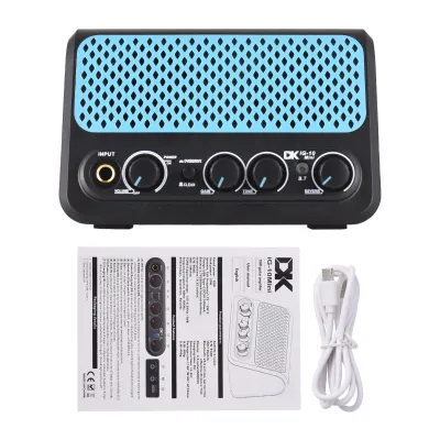 DK 10W Small Electric Guitar Amp Clean Overdrive 2 Channel Reverb Effect Guitar Practice Speaker Plug and Play BT/Headphone