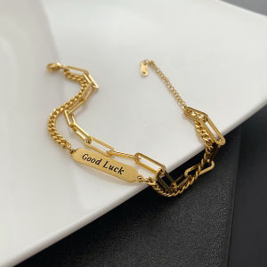 Yuki Vòng Tay Bằng Thép Không Gỉ 316 Cho Nữ Vòng Tay & Vòng Tay Nhiều Lớp Charm May Mắn Màu Vàng Cho Nữ Đám Cưới Mới