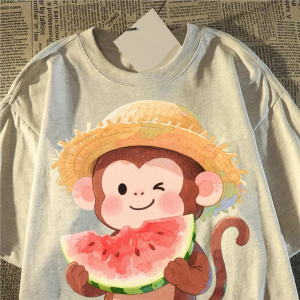 PAZHAOLANG | Oversized Cotton Cartoon Monkey T-Shirt