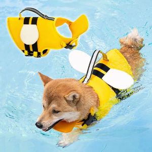 Summer Pet Dog Life Jacket Reflective Pet Life Harness Vest Swim Suit Clothes High Buoyancy Dog Life Jacket Dog Life Vest with Rescue Handle Lifesaver for Dog