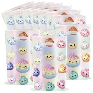 Squishy Dumpling Theme Party Favor Bags With Handle 50/10Pcs Plastic Gift Candy Bag for Baby Shower Kids Birthday Party Supplies