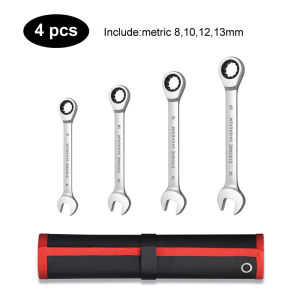 Ratcheting Wrench Set Metric and Standard 12-Point Box End Combination Spanner Gear Wrench Garage Tool SetCR-V Full Polished
