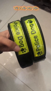 (4 Phân) Vòng Cổ POLICE DOG Phản Quang 4 Phân 2 Lớp Khóa Hợp Kim Có Lớp Đệm Chắc Chắn Dành Cho Pet từ 25Kg-45Kg