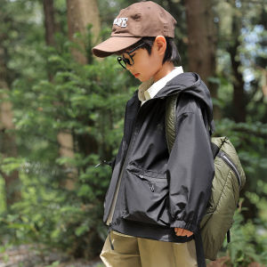 Boys Windbreaker Jacket 2024 Autumn CollectionNew arrivalsChildrens Jackets Mid-trend Large Boys Spring Autumn Model Hat