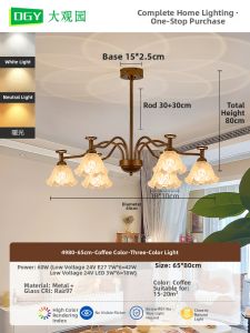 DGY | French Retro American Country Triple Light Chandelier Bellflower