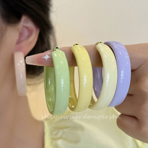 Macaron Colored Circular Earrings Gentle Fashion Creative Design Ear Cuffs No Piercing Required Sweet Style Alloy Geometric Shape