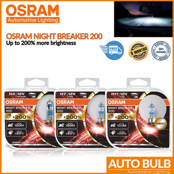 หลอดไฟหน้า Osram Night Breaker 200 +200% รุ่นใหม่ ของแท้ ประกัน 6 เดือน ...