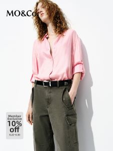 MO&Co. | Vintage Sand-washed Cupro Fabric Shirt With Tab Sleeves