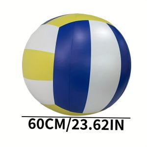 Giant Inflatable Volleyball Durable PVC Beach Ball with Blue Yellow Stripes for Family Gatherings Beach Parties Backyard Games