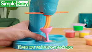 Colored Clay Toy Hamburger nNoodle Machine ice Cream Machine set 3-in-1 Non-toxic Childrens Colored Clay Mold Kindergarten Handmade Clay Material Plasticine Toy