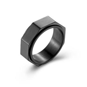 Trendy Male Ring Hexagon Titanium Steel Ring Nut Shape Relieving Anxiety Decompression Neutral Spinner Rings