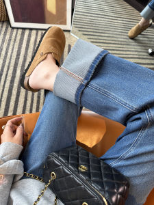 Elastic Cuffed Slim Straight Jeans for Women Autumn