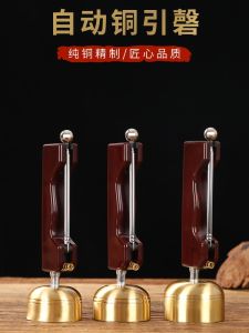 Automatic Copper Inverted Bell Retractable Fragrance-Attracting Brass Thickened Wooden Long Handle Celebration Buddha Hall For Home Sutra Copper Bowl Help Dharma-Vessel Pure