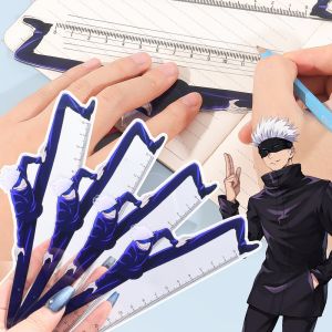 2PCS 15cm Transparent Acrylic Ruler Gojo Satoru Anime Peripheral Stationery Creative Jujutsu Kaizen Statue Student Ruler Essential Tool For Starting School Gift