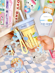 Large Capacity Tritan Straw Cup for Women Summer New Style High Aesthetic Value Portable Fruit Tea Cup with Tea Storage
