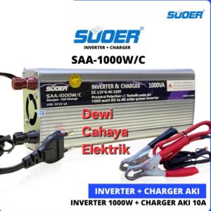 INVERTER & CHARGER ( 2IN1) 1000W Suoer - Inverter + Cas Aki 1000VA DC 12V to AC 230V - SAA-1000W/C 10A Charger USB DC5V 1A