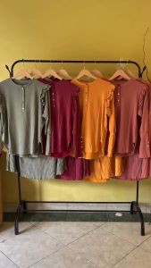 Setelan Rok Plisket Rachel Set Bahan Knit Premium LD 110-120cm PB 60cm PJ Rok 94cm Kancing Aktif BUSUI Saku Kanan Kiri Kain Tebal Adem Halus Fashion Wanita Muslim Kekinian