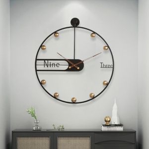 Minimalist Nordic Luxury Large Wall Clock - Decorative Silent Quartz Clock for Living Room Bedroom or Office Elegant Metal Art Home Decor 60*67cm