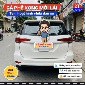 Tem Decal Chàng Trai Cà Phê Sữa Đá Chibi Cà Phê Xong Mới Lái Sticker Hoạt Hình Dán Ô Tô Xe Máy