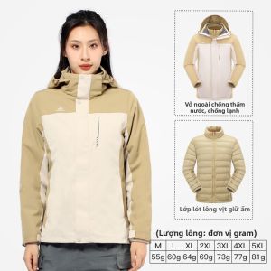 HUMTTO | Áo Khoác Leo Núi Ngoài Trời 3-trong-1 Chống Thấm Nước Chống Gió Có Lớp Bông Dễ Tháo Rời