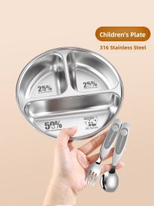 YOULUNMEI | 316 Stainless Steel Divided Baby Meal Plate