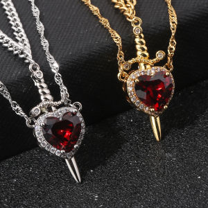 สร้อยคอคู่หัวใจและดาบ สโนว์ไวท์กับฮันท์สแมน สำหรับผู้หญิง ของขวัญเครื่องประดับวันวาเลนไทน์สุดโรแมนติก