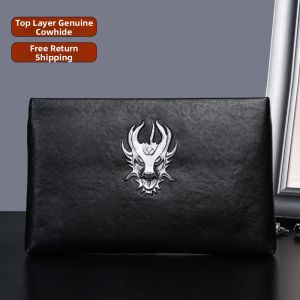 BOLIAO | Túi Clutch Nam Da Bò Thật Mới Lớp Trên Năm Rồng May Mắn