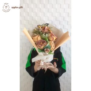 Bouquet Bunga Orange Rose & Artificial Flowers