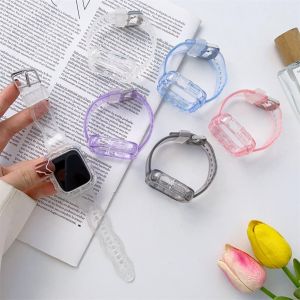 Bracelet Transparent Strap For Apple Watch Series 8 7 6 5 4 3 SE Wave Band Case For IWatch 45mm 44mm 41mm 42mm 40mm 38mm