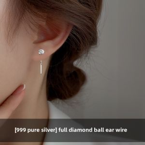 Miss Z Pure Silver 999 Full Drill round Ball Earrings Luxury Unique Personality Womens New 2025 Fashion Jewelry Accessories
