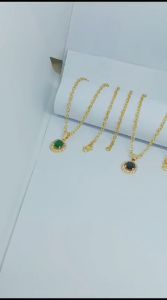 KALUNG TITANIUM PERMATA WARNA PERHIASAN WANITA DEWASA ANTI KARAT DAN ANTI LUNTUR (COD)