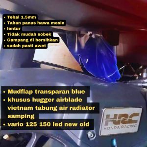 Mudflap hugger airbalde vario 125/150 new vario 125/150led old vario 125 fi KZR tebal 2 mm karpet penahan lumpur karpet kolong pnp gen 2 transparan blue