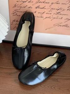 Women Ballet Flats PU Leather Round Toe Slip On Loafers Soft Lightweight Bow Elastic Casual Walking Shoes Flat Pumps Daily Work